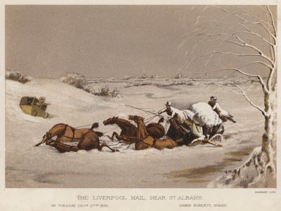 Liverpool-posten, nær St Albans (farge litho) av English School