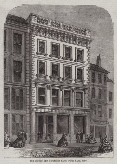 London og Middlesex Bank, Finch-Lane, City (gravering) av English School