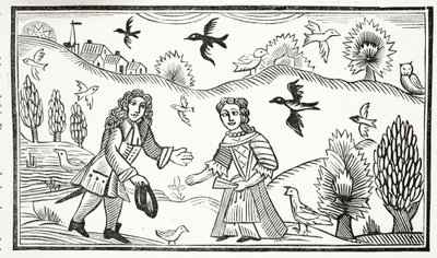 The Lovers Quarrel, illustrasjon fra Chap-books of the Eighteenth Century av John Ashton, pub. 1882 av English School