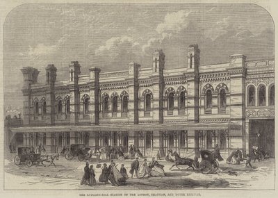 Ludgate-Hill Station i London, Chatham og Dover Railway (gravering) av English School