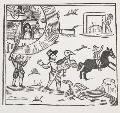 The Mad Pranks of Tom Tram, illustrasjon fra Chap-books of the Eighteenth Century av John Ashton, pub. 1882 av English School