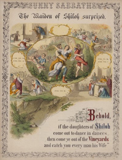 Maiden of Shiloh overrasket (farget gravering) av English School