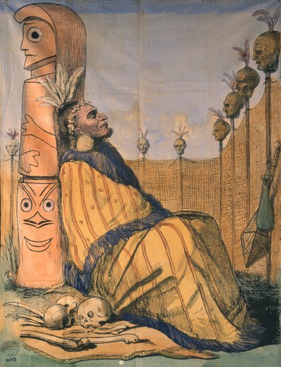 Maorihøvdingen, ca. 1850 (blekk og vask på stoff) av English School