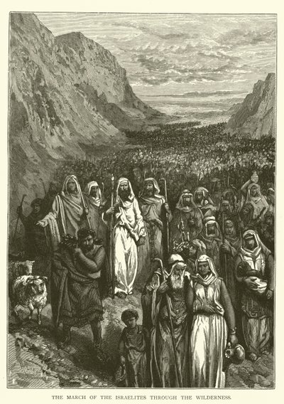 Israelittenes mars gjennom villmarken (gravering) av English School