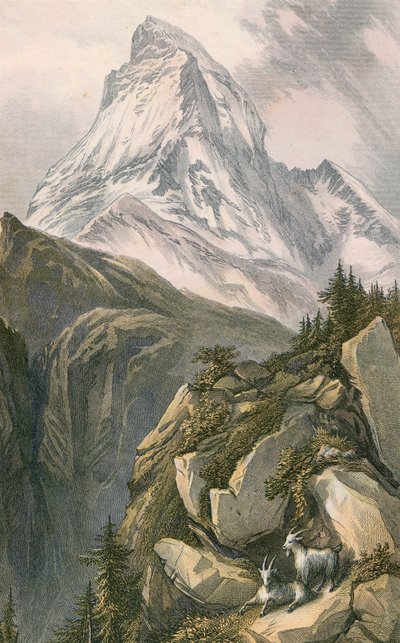 Matterhorn, eller Mont Cervin. Ovenfra Zermatt, Sveits av English School