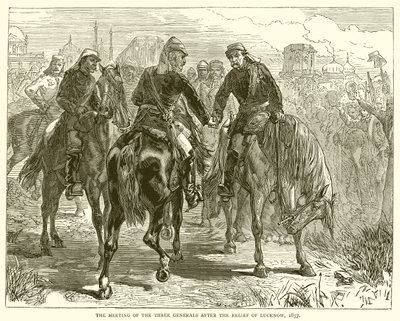 Møtet med de tre generalene etter lettelsen fra Lucknow, 1857 av English School