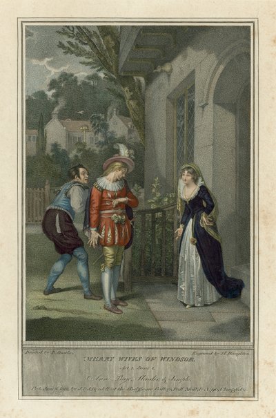 The Merry Wives of Windsor, Act I, scene 1 (farget gravering) av English School