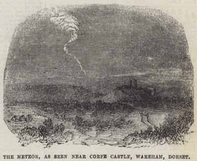Meteoren, sett nær Corfe Castle, Wareham, Dorset (gravering) av English School