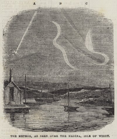 Meteoren, sett over Medinaen, Isle of Wight (gravering) av English School