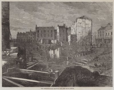 Metropolitan Railway and the Fleet Ditch (gravering) av English School