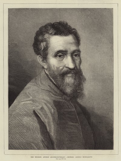 Michelangelo kvarthundreårsjubileum, Michelangelo Buonarroti (gravering) av English School