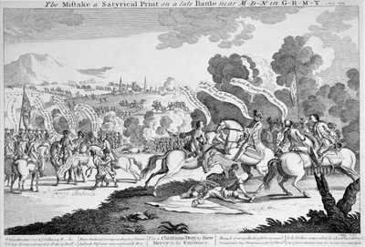 The Mistake a Satyrical Print on a Sen Battle near M-d-n in G-r-m-y, ca. 1759 (rading) av English School