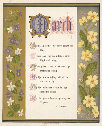 Månedene: mars (farge litho) av English School