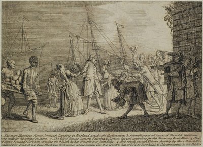 The Most Illustrious Signor Senesinos lander i England, ca. 1726 av English School