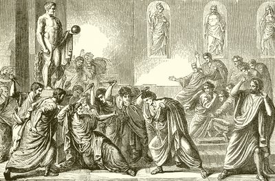 Mordet på Julius Caesar (gravering) av English School