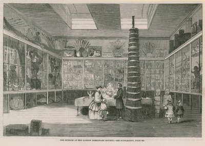 Museum of the London Missionary Society, på Bloomfield Street, publisert i Illustrated London News, 25. juni 1859 av English School