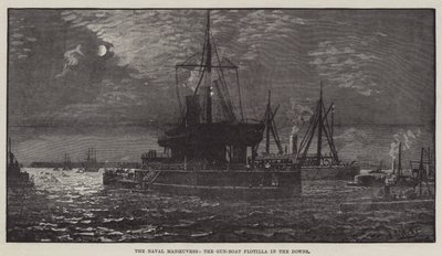 Sjømanøvrene, Gun-Boat Flotilla in the Downs (gravering) av English School
