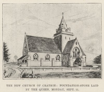 The New Church of Crathie, grunnstein lagt av dronningen, mandag av English School