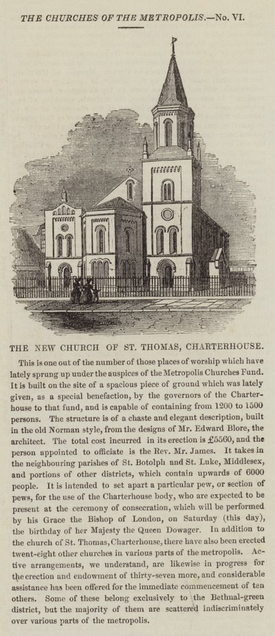 The New Church of St Thomas, Charterhouse (gravering) av English School