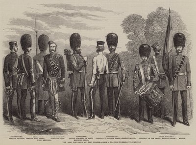 The New Costumes of the Guards (gravering) av English School