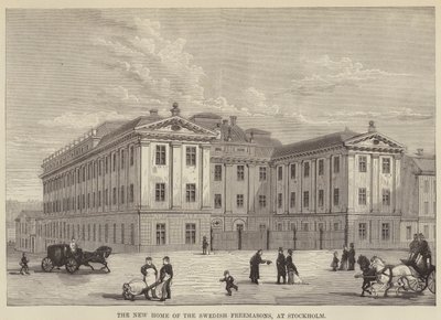 De svenske frimurernes nye hjem, i Stockholm (gravering) av English School