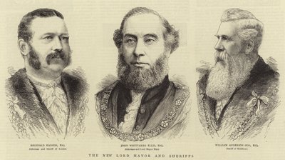 Den nye Lord Mayor and Sheriffs (gravering) av English School