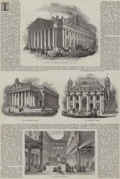 The New Royal Exchange, London, med alternative design (gravering) av English School