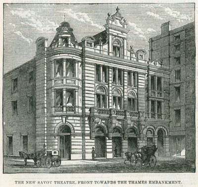 The New Savoy Theatre, front mot Thames Embankment av English School