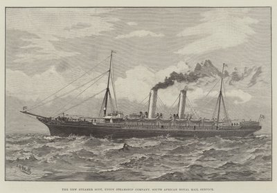 The New Steamer Scot, Union Steamship Company, South African Royal Mail Service (gravering) av English School