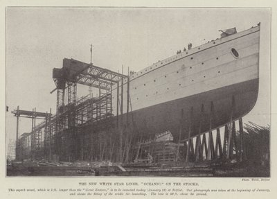 The New White Star Liner, "Oceanic," på aksjene (gravering) av English School