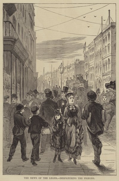 The News of the Leger, som sender duene (gravering) av English School