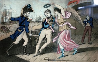 Den edle admiralen Lord Nelson, fallende i seierens armer, 11. mars av English School