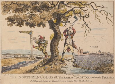 The Northern Colossus eller Earl of Toadstool, pub. 1786 (håndfarget gravering) av English School