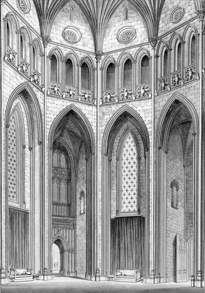 The Octagon, fra sør-øst, fra grafiske og litterære illustrasjoner av Fonthill Abbey av John Britton, 1823 av English School