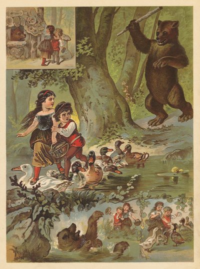 Den gamle bjørnen som bodde i et sukkerhus (chromolitho) av English School