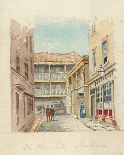 The Old Bell Inn, Holborn, London (wc på papir) av English School