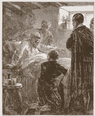 The Old Covenanters Last Sermon, illustrasjon fra The History of Protestantism av James Aitken Wylie (1808-1890), pub. 1878 av English School
