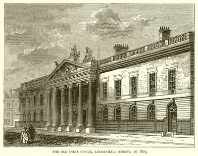 The Old India Office, Leadenhall Street, i 1803 av English School