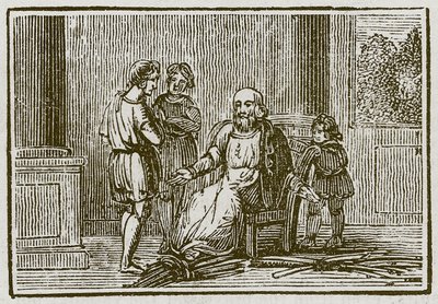 Den gamle mannen og sønnene hans (gravering) av English School
