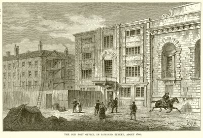 Det gamle postkontoret, i Lombard Street, rundt 1800 av English School