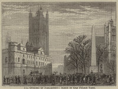 Åpningen av Parlamentet, Scene i den gamle palassgården (gravering) av English School