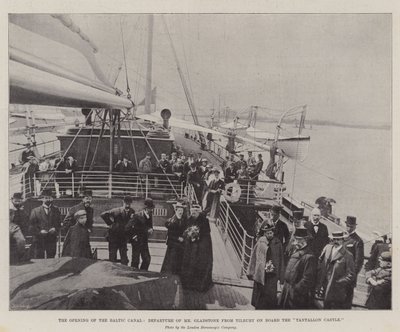 Åpningen av den baltiske kanalen, Mr Gladstones avgang fra Tilbury om bord på "Tantallon Castle" (gravering) av English School