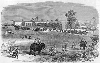 Åpningen av den østindiske jernbanen: Burdwan-stasjonen, 1855 av English School