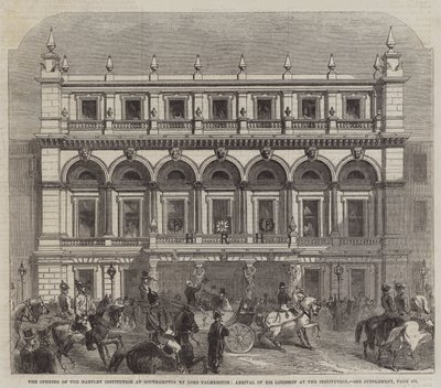 Åpningen av Hartley Institution i Southampton av Lord Palmerston, Arrival of His Lordship at the Institution (gravering) av English School