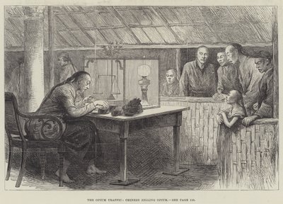 The Opium Traffic, kinesere som selger opium (gravering) av English School