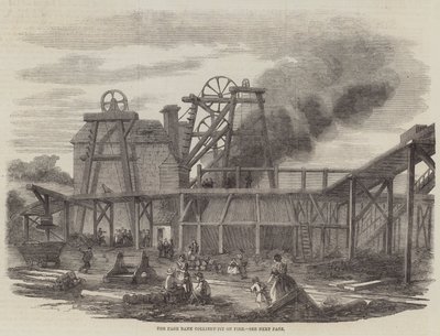 The Page Bank Colliery-Pit on Fire (gravering) av English School