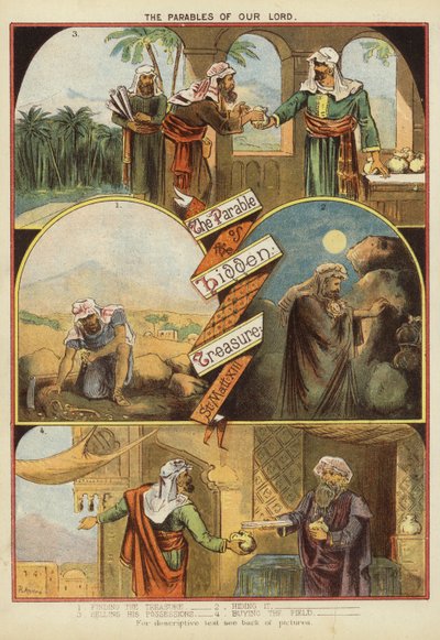 Kristi lignelser: lignelsen om skjult skatt (chromolitho) av English School