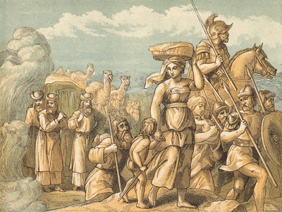 Passasjen over Jordan (farget gravering) av English School