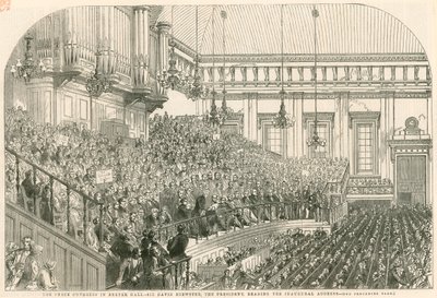Fredskongressen i Exeter Hall, Sir David Brewster, presidenten, leste åpningstalen av English School