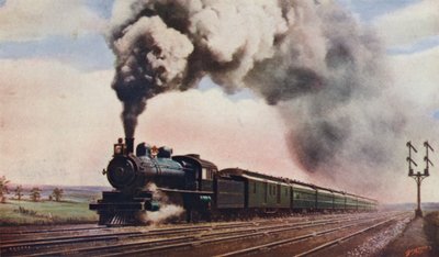 Pennsylvania Limited i full fart, Pennsylvania Railroad, USA av English School
